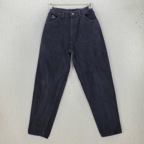 Vtg Wrangler Black Denim Jeans High Waist Tapered Leg Wmns 12 Petite 26x29.5 USA - Picture 9 of 9